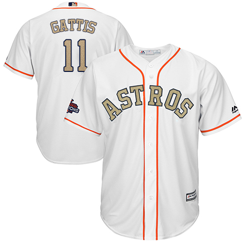 Astros #11 Evan Gattis White 2018 Gold Program Cool Base Stitched MLB Jersey